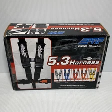 PRP SFI 16.1 Black 5-Point Adjustable Harness 3" Belts & Sewn in Shoulder Pads