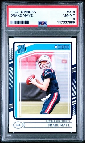 2024 Panini Donruss Drake Maye Rated Rookie #379 PSA 8 NM-MT
