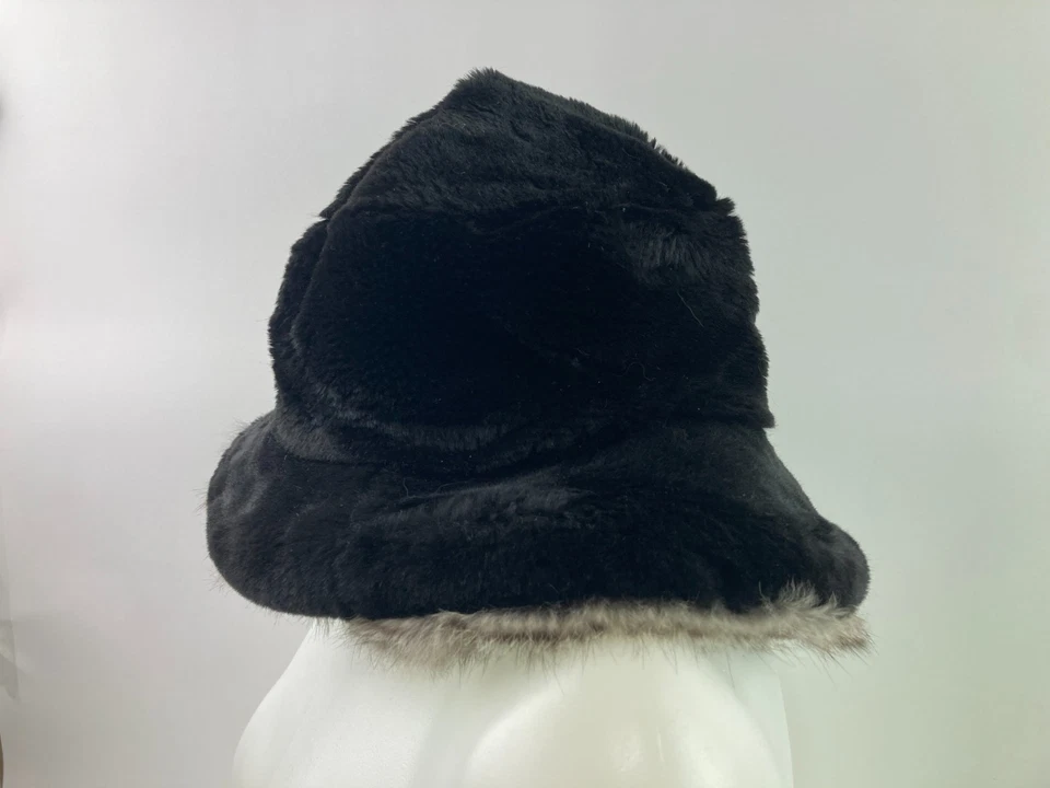 Sombrero de cubo Preston & York negro de piel sintética con adorno gris OSFA súper suave Foto 4 de 4