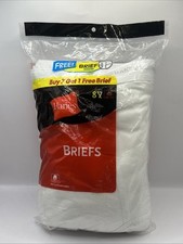 Vtg New Sealed 2003 Hanes Mens Sz 42 White Briefs Underwear  8 Pack  Gray Band