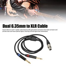 Dual 6.35mm Male to XLR Female Cable 24K Gold Plated Connectors Dual 1/4 Inch