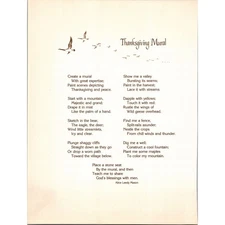 Thanksgiving Mural Alice Leedy Mason 1970s Poem Retro Kitsch Wall Art SH10