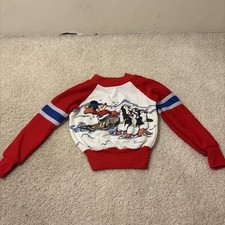 Vintage Disney Mickey Mouse Jog Togs Sweatshirt Toddler Size 3 Sledding Penguins