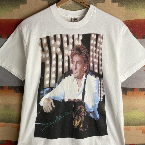 Vintage 90s Barry Manilow White T-shirt | Size Mens Medium USA