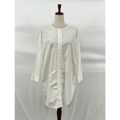 ICHI ANTIQUITES OS S M L White Button Front Cotton Typewriter Tunic Shirt Top NW