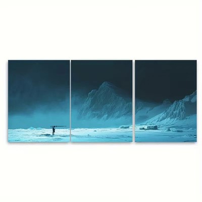 3pcs Ice Floes with a Supply Helicopter Wall Art Canvas  Unframed/Framed