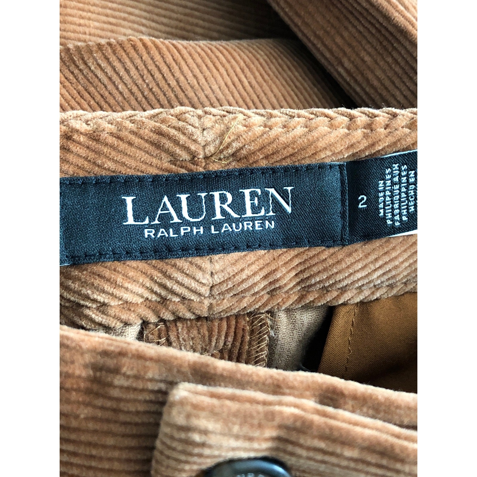 Lauren Ralph Lauren Corduroy Pant Women's Size 2 High-Rise Flare Brown NEW thumbnail 6