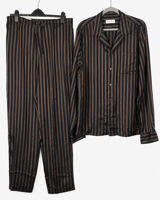 Dries Van Noten Herren Zweiteiler 50 Cupro Navy Gestreift Carlty Penny Long