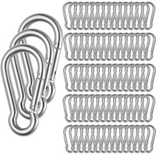 60 Pack Spring Snap Hooks, M6 x 2-3/8 inch Keychain Carabiner Clips, 290lbs Load