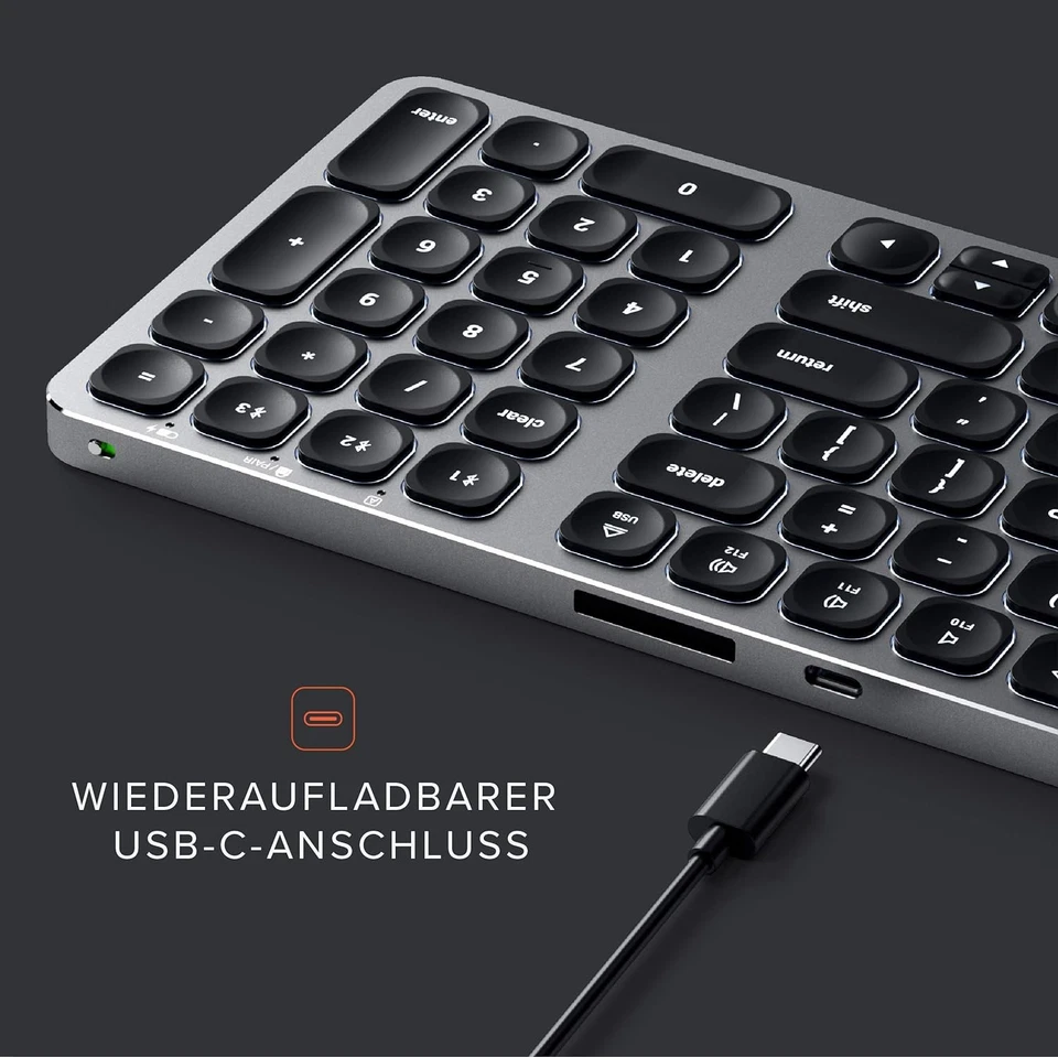 Satechi Compact Backlit Bluetooth Keyboard – Wireless Bluetooth 5.0 & Multi-Devi - Image 3 of 4