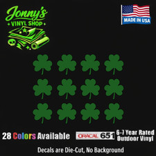 Irish Shamrock Vinyl Decals Phone Helmet Laptop Small Clover Stickers Set of 12