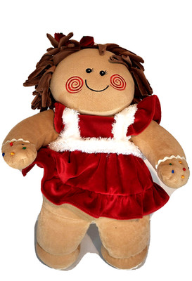 Dandee Candy Cane Friend 18.5'' Gingerbread Plush Red/White Velvet Dress