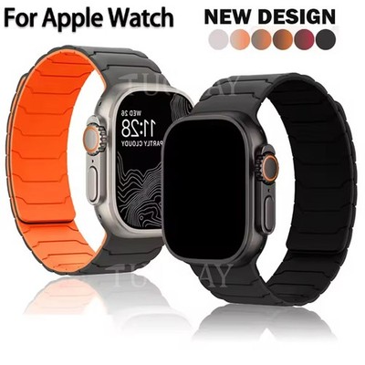 Silikon Magnet Armband für Apple Watch Ultra 3 2 49mm Series 11 10 9 8 7 SE 6 5