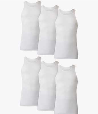 Hanes Herren 6 ärmellose Baumwolle Unterhemden Rundhals ohne Etikett weiß Small