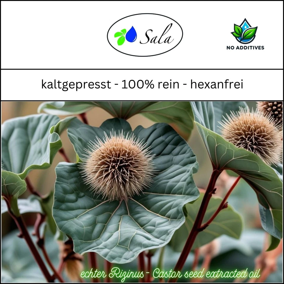 Sala Rizinusöl kaltgepresst 100% reines Rizinus Öl BIO 1000 ml 1 L Glasflasche - Bild 3 von 4