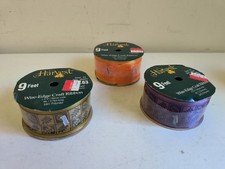 Lot Of Wired Ribbon For Bows, Wreaths, Crafts, Etc Autumn Theme 9 Feet Per Roll