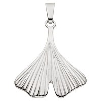 AnhäNger Ginko Ginkgoblatt Aus 925 Silber Rhodiniert Mattiert 22X18,9Mm