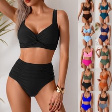 Women's 2 Piece Bikini Set Front Crisscross Ruched Swimwears Two Piece Swimsuit