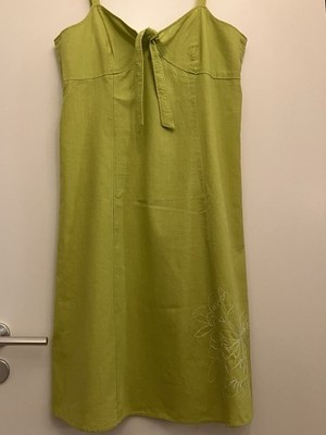 Fransa, Damen Sommer Midi Kleid, Gr. DE L, 55% Leinen , Lime, Hellgrün