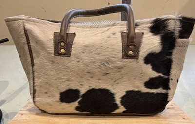Myra Bag Brown Animal Print Tote Zip Top Studded Gold Hardware Inner Pockets
