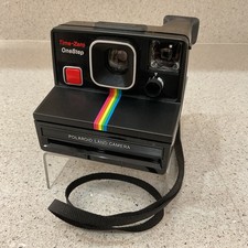 Vintage Polaroid Time-Zero One Step Land Camera Black Rainbow Striped  Strap