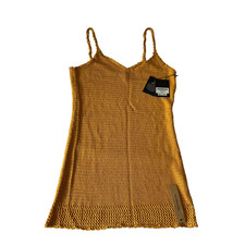 Reformation Andrea Dress Womens Size M Yellow Sleeveless Stretch Knit Linen