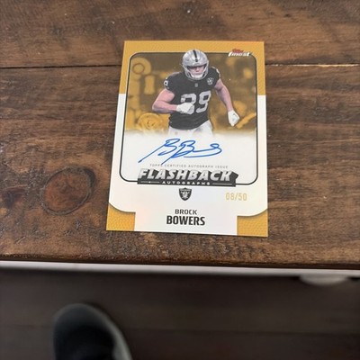2025 Topps Finest Brock Bowers Raiders Flashback Auto Gold Refractor 8/50