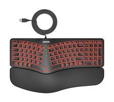 Ergonomic USB Wired Keyboard with Cushioned Wrist  Palm Rest Backlit 7 Colors