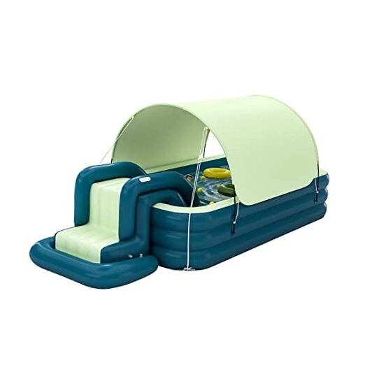 Inflatable Swimming Pool with Canopy Above Ground Portable 3m/3Layers Green Inflatable Swimming Pool with Canopy Above Ground Portable 3m/3Layers Green