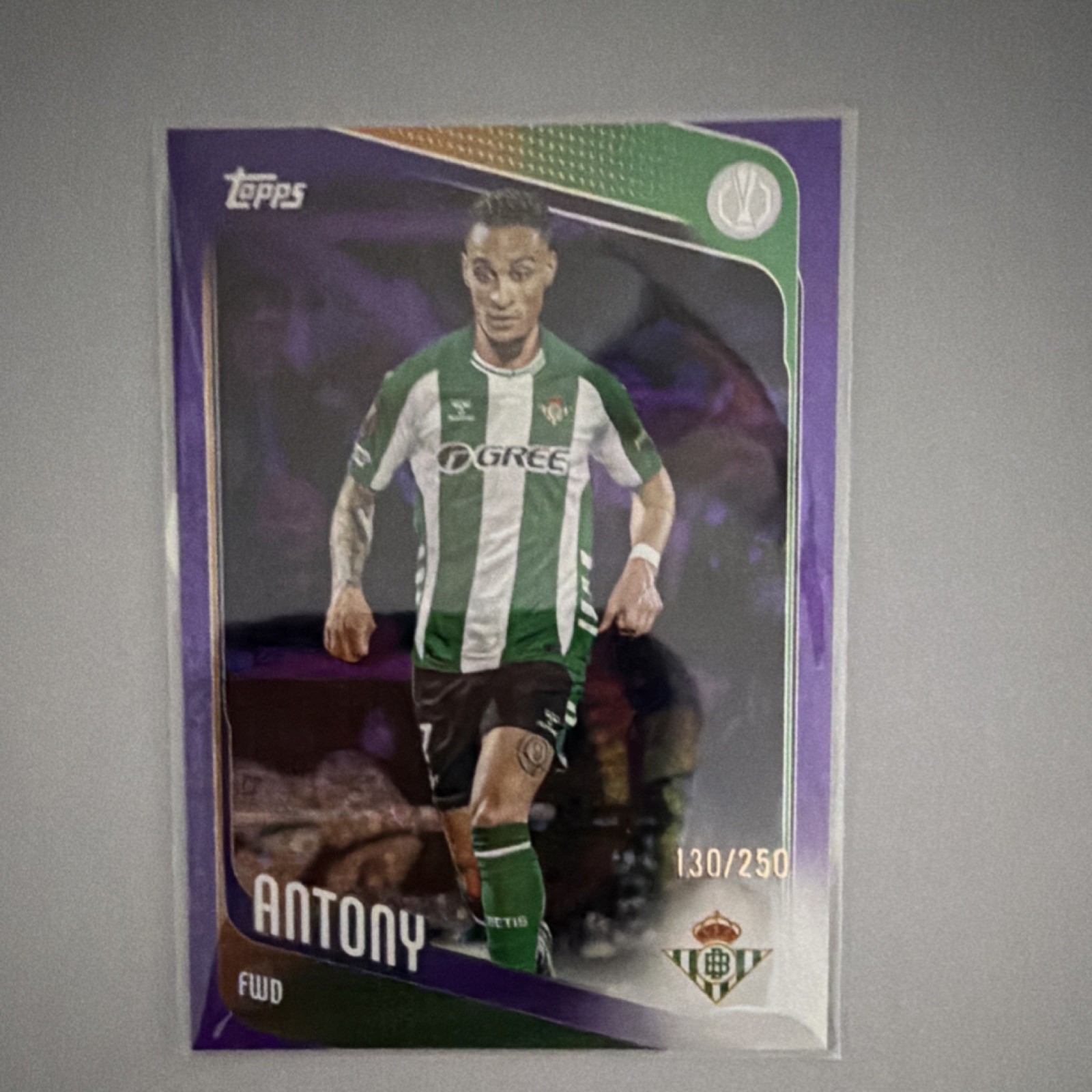 Topps Antony #13 Real Betis Purple Parallel Serial Numbered 130/250 2023 view 1