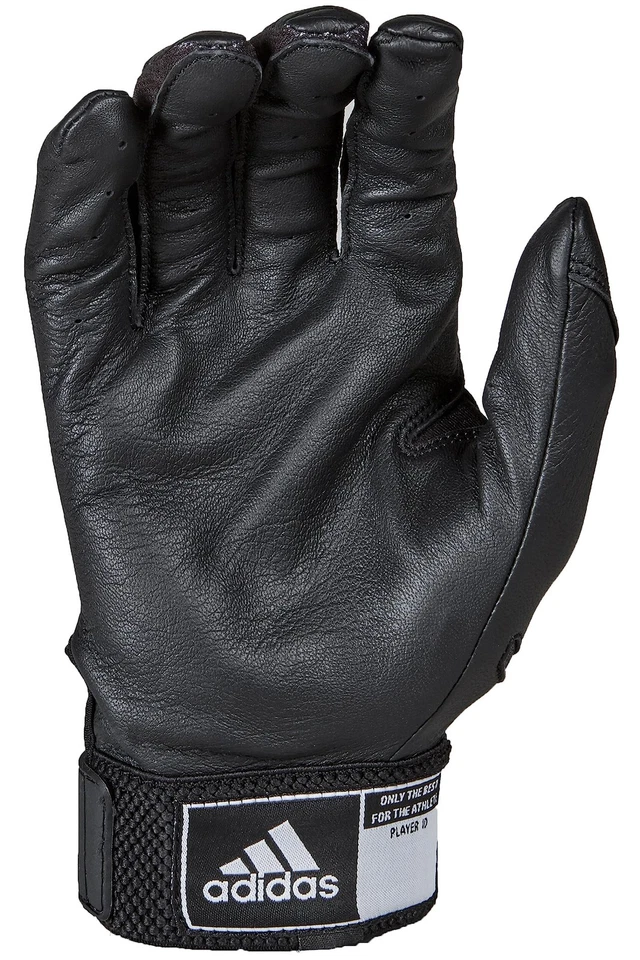 Guantes de bateo de béisbol Adidas Adizero 40 medianos negros Pittards cuero palma Foto 2 de 2