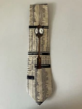 Steven Harris Men's Necktie Tie Polyester Stocks Market Finance Clock Tower 57"