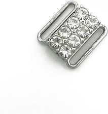 10 Sets 12Mm Silver Metal Bra Rhinestone Clasp Sewing Lingerie Front Closure Pa