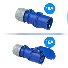 PCE 16 Amp Plug And Socket IP44 240V 2P+E Outdoor Splash proof Ceeform - BLUE