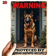 Vintage German Shepherd Security Warning Tin Metal Signs Home D cor 8x12 Heavy-D
