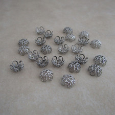 50 stainless steel fancy filigree 8mm bead caps