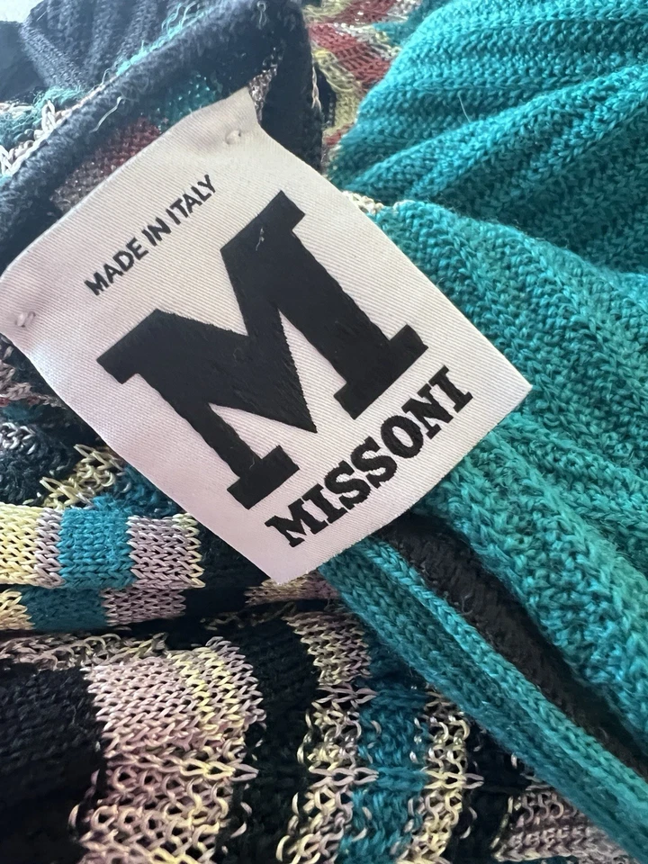 正品 MISSONI Multi ZIGZAG 印花雪佛龙针织长围巾 - 20 英寸 x 70 英寸海军蓝 — 第 2/4 张图片