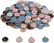 104PCS Letter Charms for Jewelry Making, Double Sided Alphabet Initial Charms,