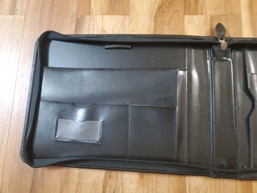 Black Genuine Leather Zippered Zip Around Portfolio Documents 15.5" X 11.5” - Picture 6 of 7