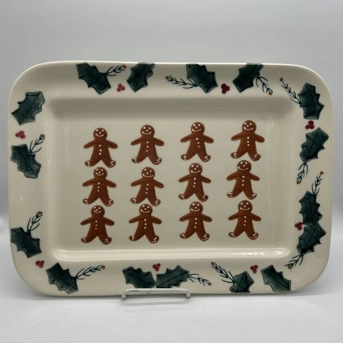 Hartstone Pottery Large Gingerbread Tray Holly Christmas Holiday Platter 16 1/2”