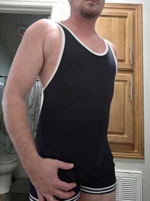 Matman Wrestling Singlet One-Piece Uniform Black with White Trim