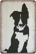 Vintage Border Collie Tin Metal Signs Home D cor 8x12 Retro Plaque Wall Decor Fo