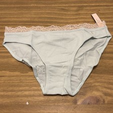 Victoria s Secret Bikini Panties XS Light Blue Lace Trim Cotton Modal