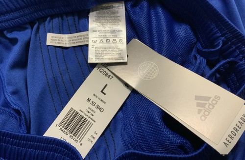 Adidas Aeroready Pantaloncini Uomo Taglia Large Zip Tasche Team Blu Royal/Neri (Nuovi con etichette) - Foto 5 di 5