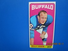 FREE SHIP.-1965 TOPPS BILLY SHAW-BUFFALO BILLS HALL OF FAMER-NO CREASES VG/EX.