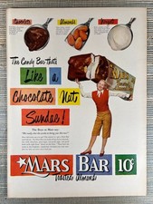 Mars Toasted Almond Bar Candy Chocolate Nougat 1951 Vintage Print Ad