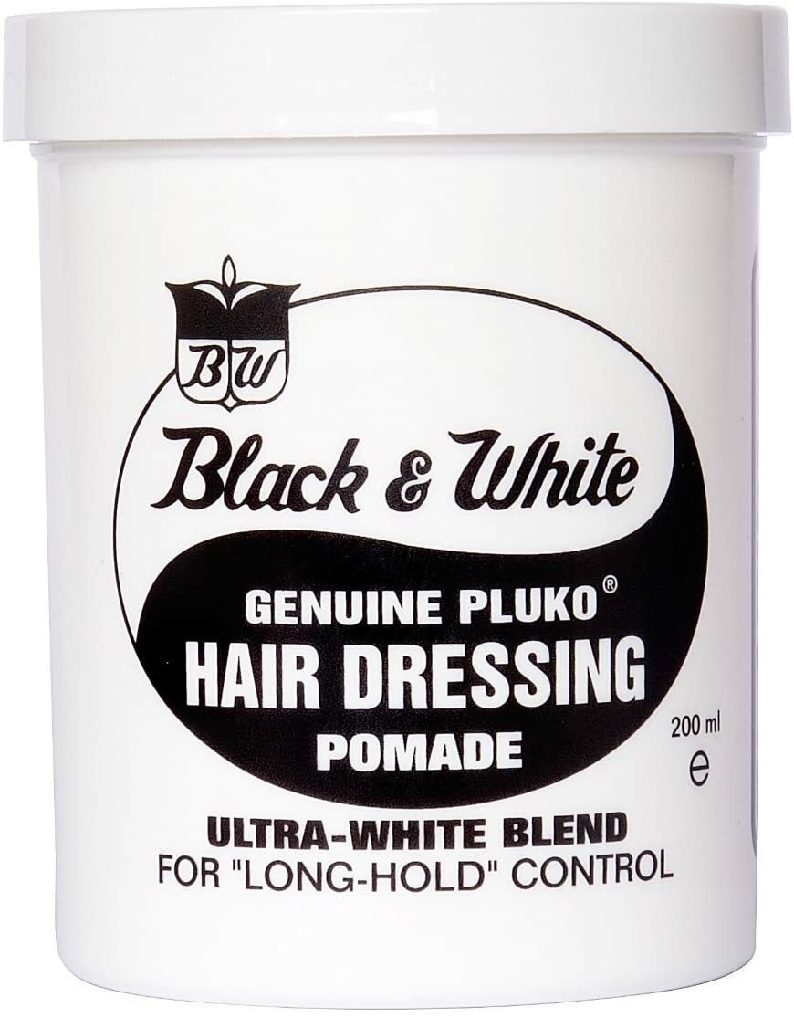 Black and White Pluko Hair Dressing Pomade Genuine Hair Style Wax Moulding 200mL