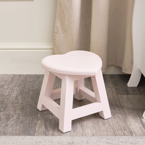 Small Pink Wooden Heart Stool wooden furniture vihntage shabby chic
