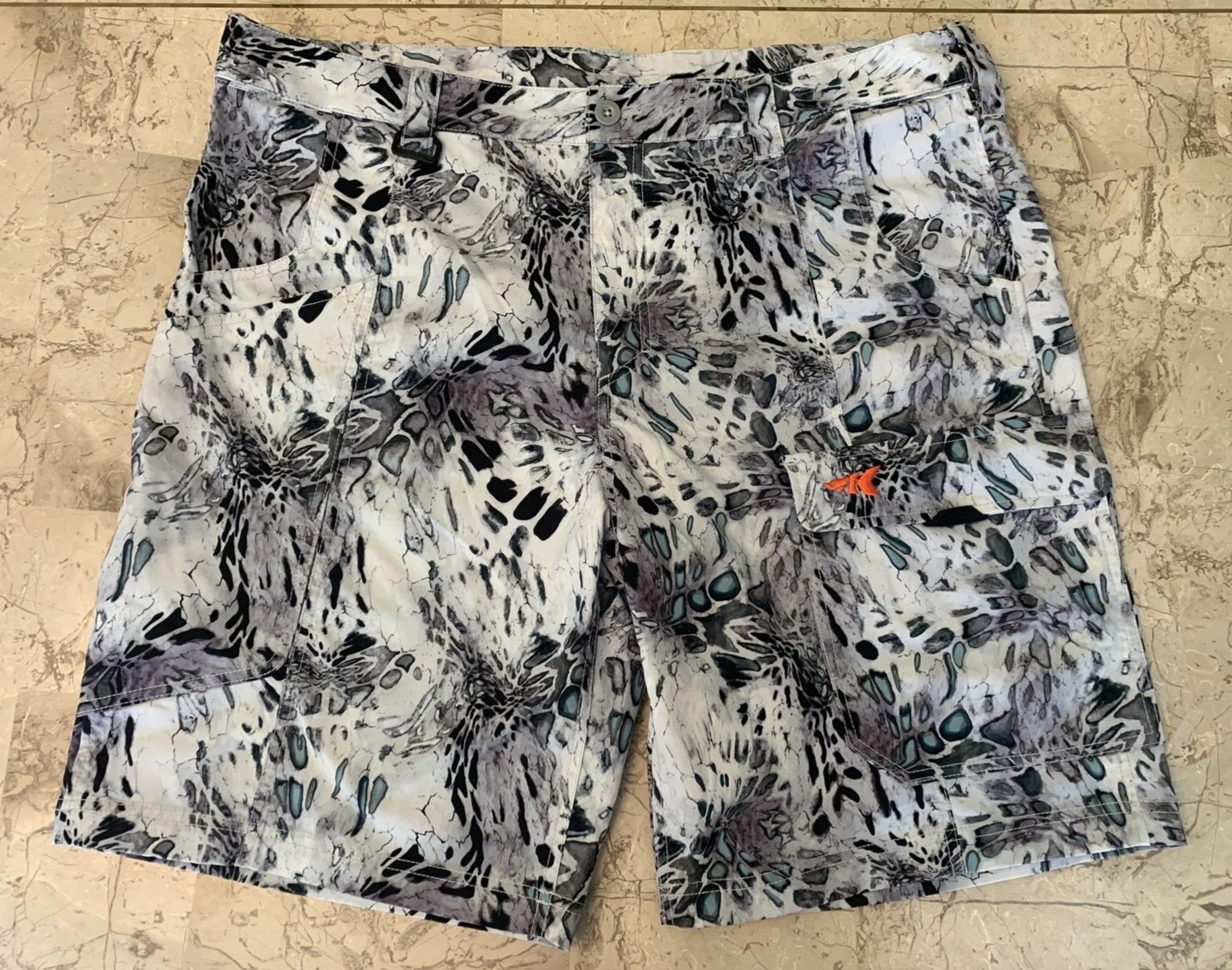 KastKing Men's Casual Hiking Cargo Shorts Printed Fishing Shorts UPF 50+ 42 MINT