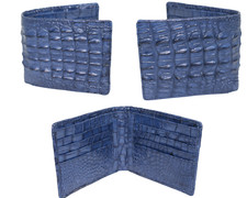 Portafoglio uomo bifold vera pelle di coccodrillo alligatore marrone blu